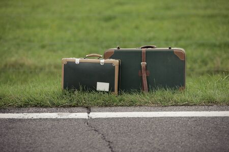 A Old Suitcase  beside the Road.の写真素材