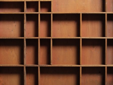 drawer wooden compartments empty, close upの写真素材