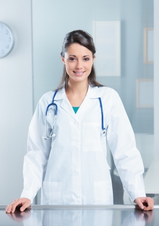 Portrait of a confident woman doctor in her officeの写真素材