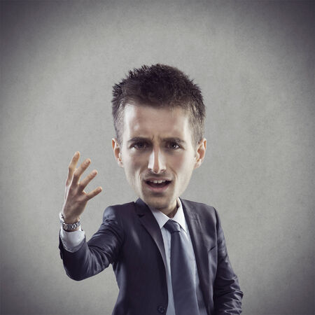 Funny caricature of a confident businessman giving a speech.の写真素材