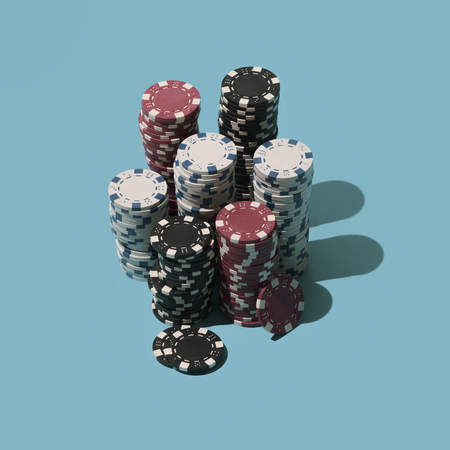 Piles of poker chips: casino, winning and jackpot concept