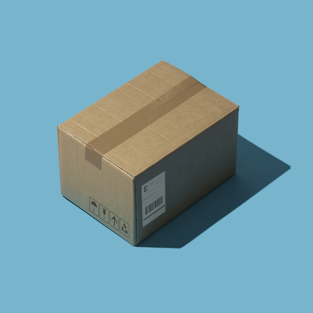 Sealed cardboard delivery box: shipment, deliver and logistics concept