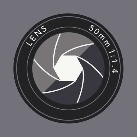 Camera lens aperture icon, photography concept