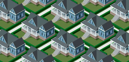 Real estate background with isometric luxury houses repeated, 3D illustrationの写真素材