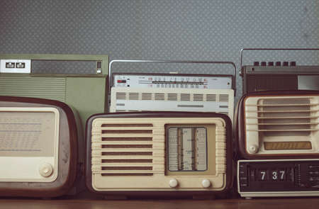 Collection of vintage radios: collectibles and entertainment conceptの写真素材
