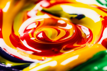 Mixed glossy thick oil paint, abstract bright color backgroundの写真素材