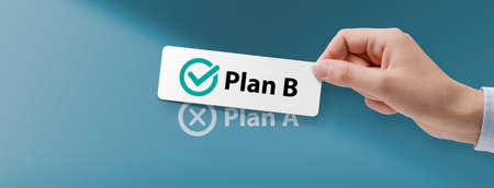 Business executive choosing a plan B for his business, strategy and management conceptの写真素材