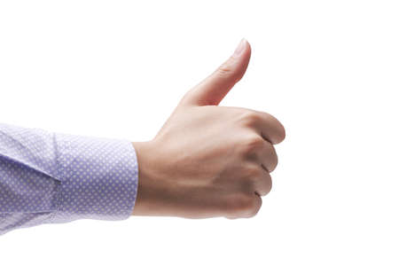 Businesswoman hand thumbs up Isolated on white background