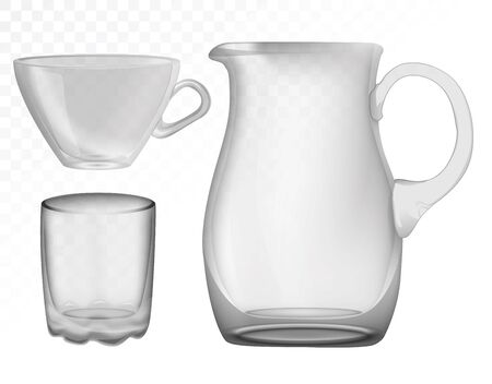Glassware, jug, glass, cup. Decorative household items vector illustration.のイラスト素材