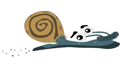 The cartoon draped snail is warming in the sun vector illustration.のイラスト素材