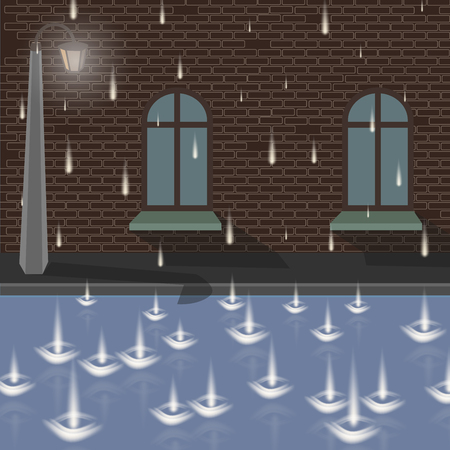 Rain drops on a city street.のイラスト素材