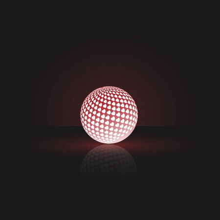 One glowing luminescent ball. On the ball painted heartsのイラスト素材
