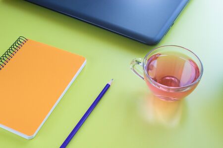 Working space with a laptopの写真素材