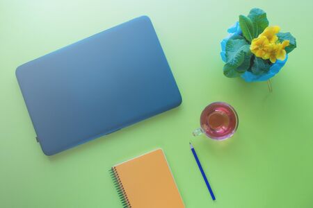 Working space with a laptopの写真素材