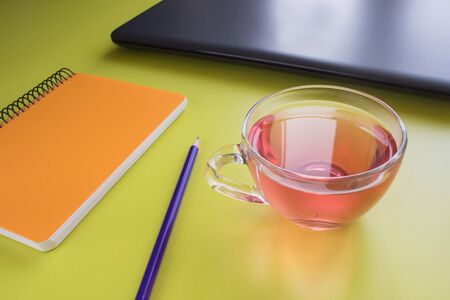Working space with a laptopの写真素材