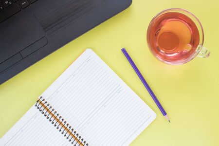 Working space with a laptopの写真素材