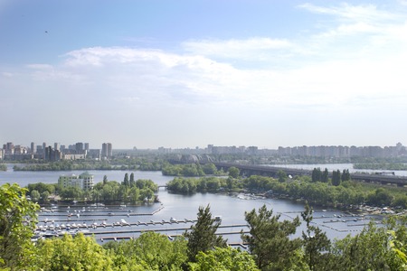 View of the city of Kiev from a height. City landscape.の写真素材