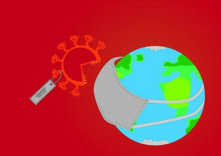 The spread of coronavirus on the planet. Dangerous virus swallows the planet.のイラスト素材