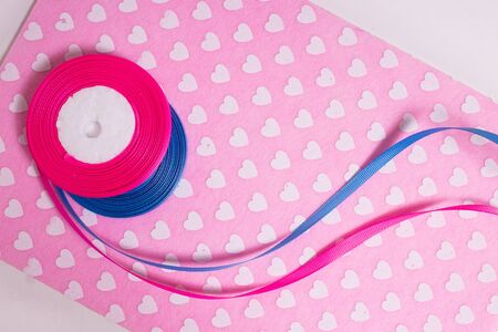 Multicolored ribbons for handmade products. Passion for the soulの写真素材