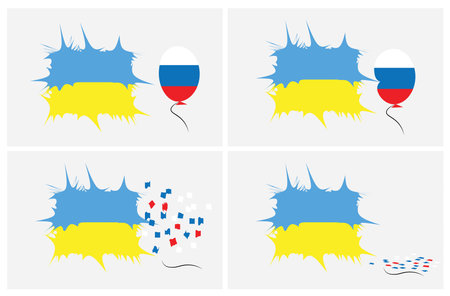 Relations between Ukraine and Russia. Flag of two countries. War in Ukraineのイラスト素材
