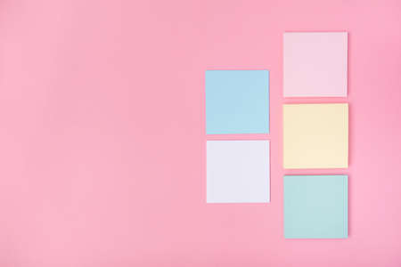 The concept of Back to school. School stationery on a pink background, backgroundの写真素材