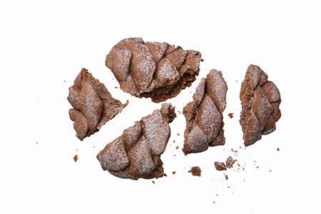 Gingerbread, cookies broken with crumbs on an isolated background. The concept of broken, destroyed.の写真素材