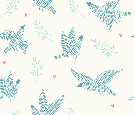 Seamless pattern with birds, scalable and editable illustrationのイラスト素材