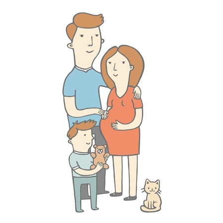 Happy family, pregnancyのイラスト素材