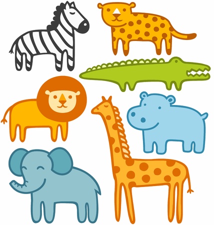 Wild animals vector illustration set のイラスト素材