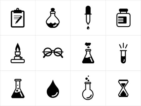 Science icons in black and whiteのイラスト素材