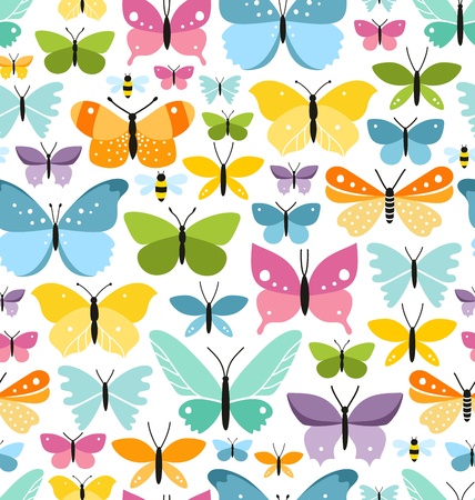 Seamless pattern with a lot of fun colorful butterfliesのイラスト素材