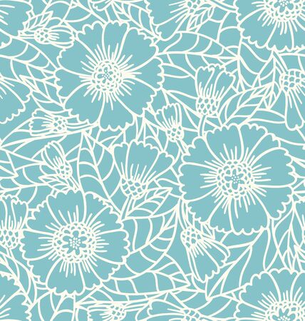 Daisy doodle lace seamless patternのイラスト素材