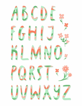Striped alphabet letters from A to Zのイラスト素材