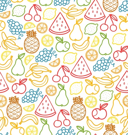 Seamless pattern with doodle juicy fruitsのイラスト素材