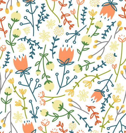 Field flowers seamless patternのイラスト素材