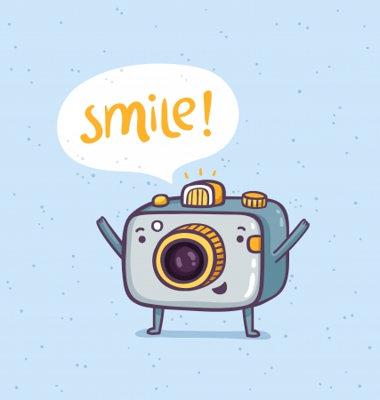 Cute photo camera characterのイラスト素材