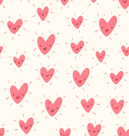 Doodle hearts valentine seamless patternのイラスト素材
