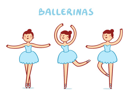 Cute ballerinas charactersのイラスト素材