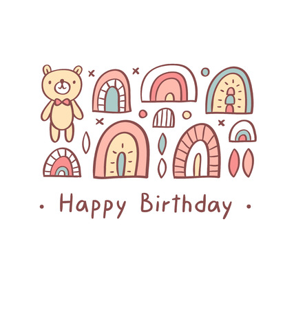 Happy birthday greeting bearのイラスト素材
