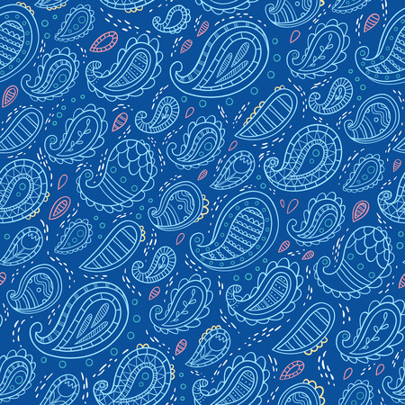 Paisley pattern on blue backgroundのイラスト素材