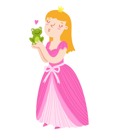 Princess holding a frog vector illustrationのイラスト素材
