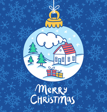 Christmas tree toy greeting card vector illustrationのイラスト素材