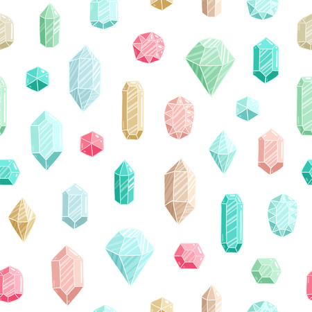 Colorful gemstones vector seamless patternのイラスト素材