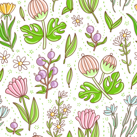 Beautiful wild floral colorful seamless pattern backgroundのイラスト素材