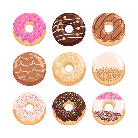 Yummy donuts collection vector illustration part 1のイラスト素材