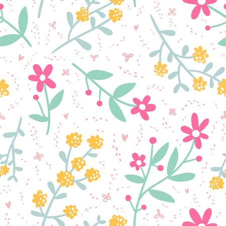 Spring mood repeat floral patternのイラスト素材