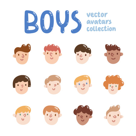 Boys colorful vector avatars collectionのイラスト素材