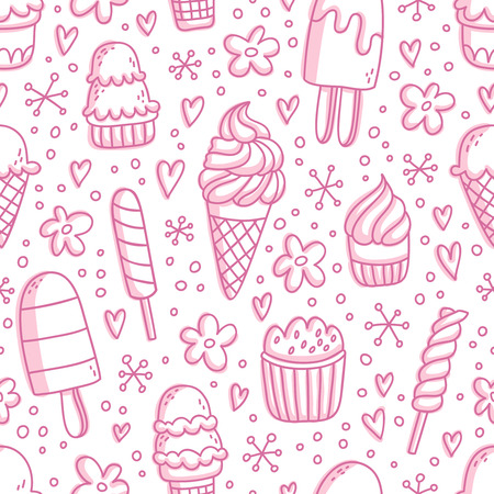 Pink ice cream seamless patternのイラスト素材