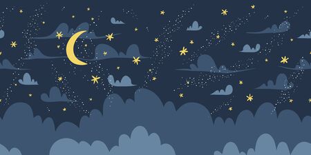 Night sky vector seamless patternのイラスト素材