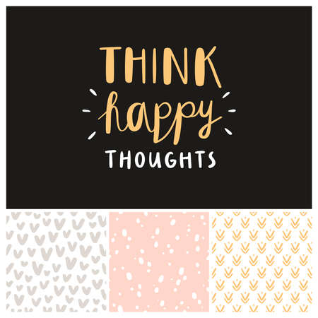 Think happy thoughts seamless patterns collectionのイラスト素材